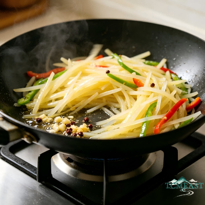 Stir-fried Potato Shreds with Double Peppers