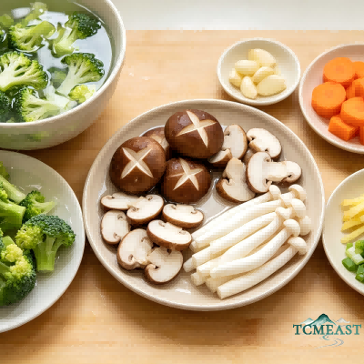 Broccoli with Twin Mushrooms