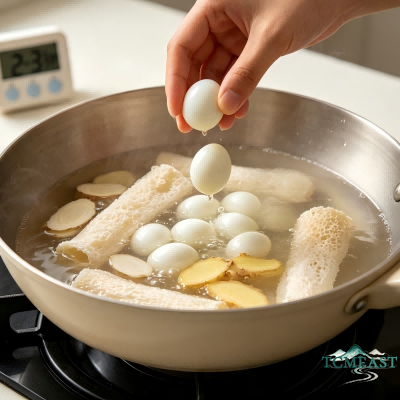 Quail Egg and Bamboo Fungus Soup