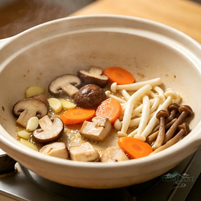 Mixed Mushroom and Tofu Clay Pot