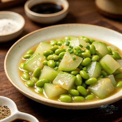 Braised Loofah with Edamame
