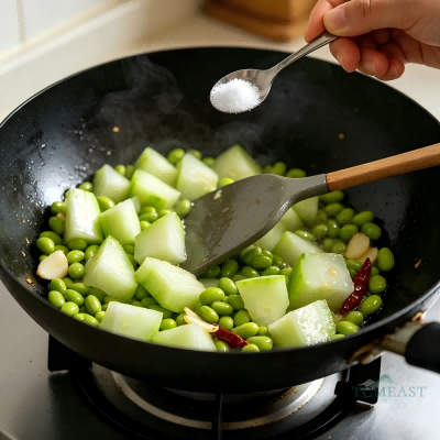 Braised Loofah with Edamame
