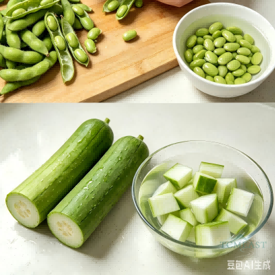 Braised Loofah with Edamame