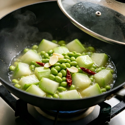 Braised Loofah with Edamame