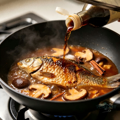 Braised Crucian Carp with Shiitake Mushrooms