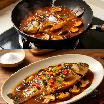 Braised Crucian Carp with Shiitake Mushrooms