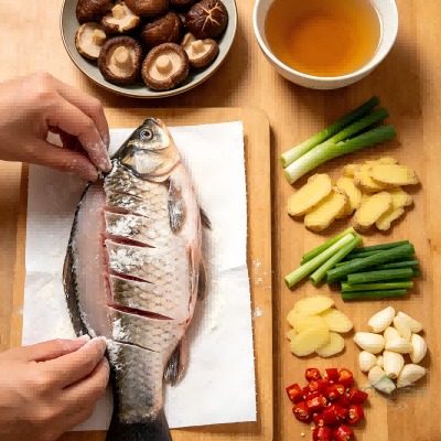 Braised Crucian Carp with Shiitake Mushrooms