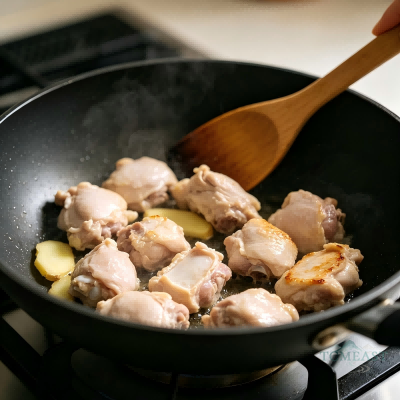 Mushroom Stew with Skinless Chicken Leg