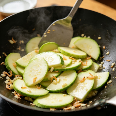 Stir-fried Zucchini with Dried Shrimp (Xihulu Chao Xiapi)