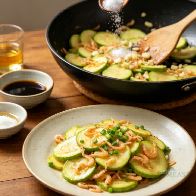 Stir-fried Zucchini with Dried Shrimp (Xihulu Chao Xiapi)