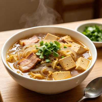 Sauerkraut & Frozen Tofu Stew (Suancai Dun Dong Doufu)