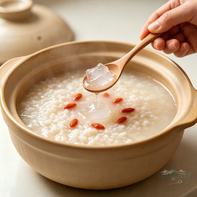 外感风寒所致咳嗽者忌食——沙参性凉,风寒咳嗽(症见怕冷、流清涕、咳白稀痰)者不宜食用 脾虚便溏(慢性腹泻)者慎用——沙参性凉,枸杞虽性平但有润肠之效,可能加重腹泻 实热证或湿热内盛者慎食——症见大便干结、舌红苔黄腻、口苦口臭者不宜 糖尿病患者慎食——粥类及冰糖含糖量较高,需控制血糖者应谨慎食用或在医生指导下食用 对沙参、枸杞或本品中任意成分过敏者禁用
