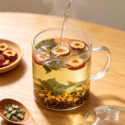 Lotus Leaf, Hawthorn & Cassia Seed Tea (He Zha Jue Ming Cha)