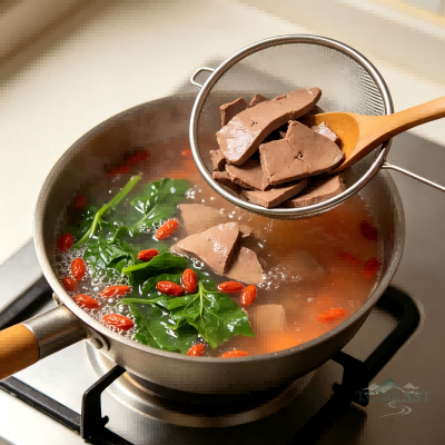 Goji Berry & Pork Liver Soup (Gouqi Zhugan Tang)