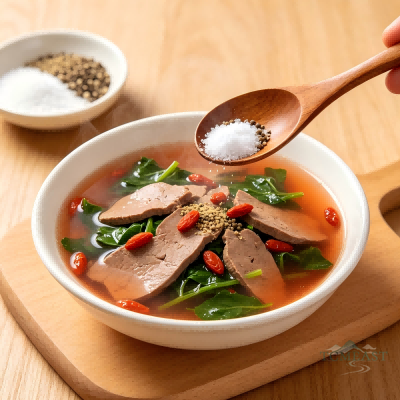 Goji Berry & Pork Liver Soup (Gouqi Zhugan Tang)