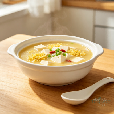 Tofu & Chrysanthemum Thick Soup (Doufu Juhua Geng)