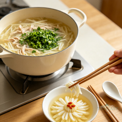 Shepherd's Purse & Chrysanthemum Tofu Soup (Jicai Juhua Doufu Geng)