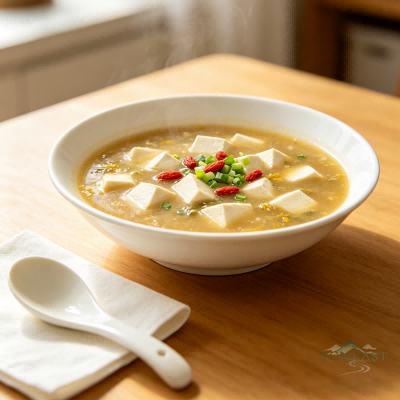 Dandelion & Chrysanthemum Tofu Thick Soup (Doufu Juhua Geng / Ju Pu Doufu Tang)