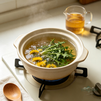 Dandelion & Chrysanthemum Tofu Thick Soup (Doufu Juhua Geng / Ju Pu Doufu Tang)