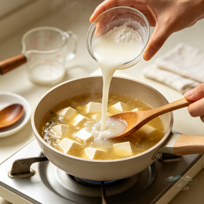 Dandelion & Chrysanthemum Tofu Thick Soup (Doufu Juhua Geng / Ju Pu Doufu Tang)