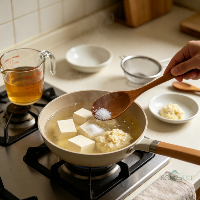Dandelion & Chrysanthemum Tofu Thick Soup (Doufu Juhua Geng / Ju Pu Doufu Tang)