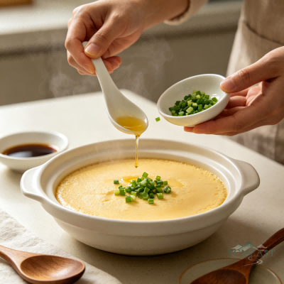 Chicken Gizzard Lining Steamed Egg (Ji Nei Jin Steamed Egg Custard)